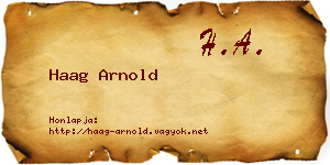 Haag Arnold névjegykártya